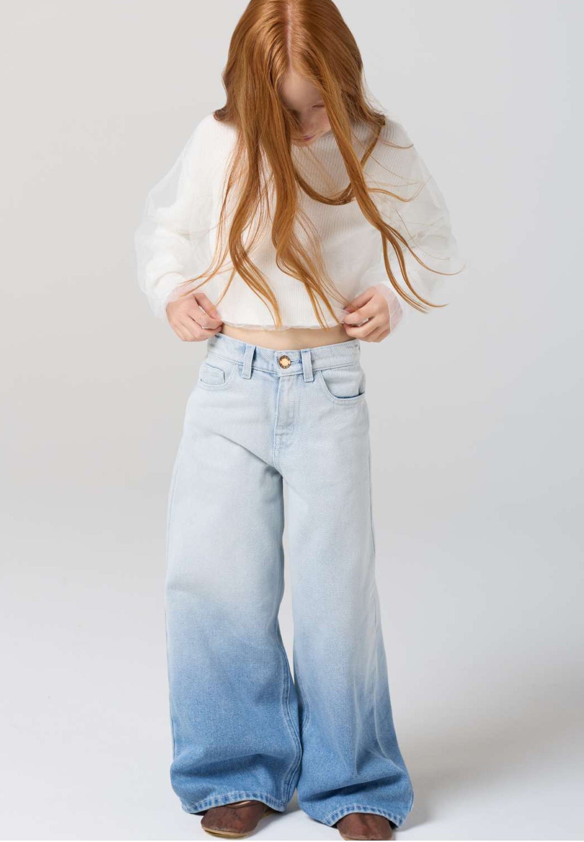 Jeans wide leg in denim Pinko kids KFPA044CDF031 0992 PINKO 