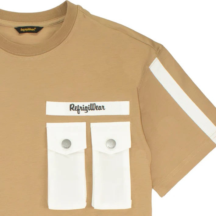 T-shirt beige con taschini R1506TS26 RE163 REFRIGIWEAR 