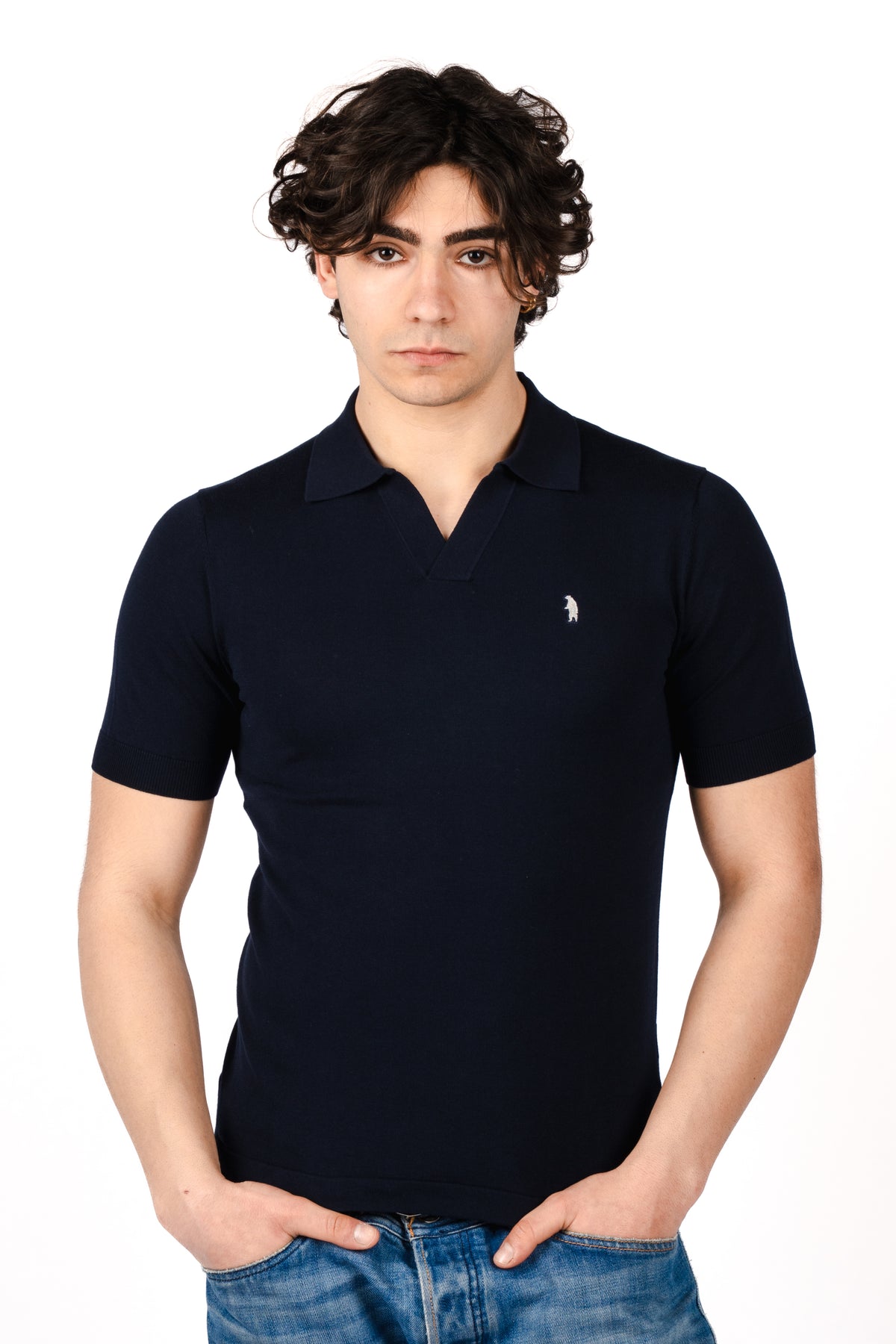 Polo knit v neck R5009M261 NAVY REFRIGUE 