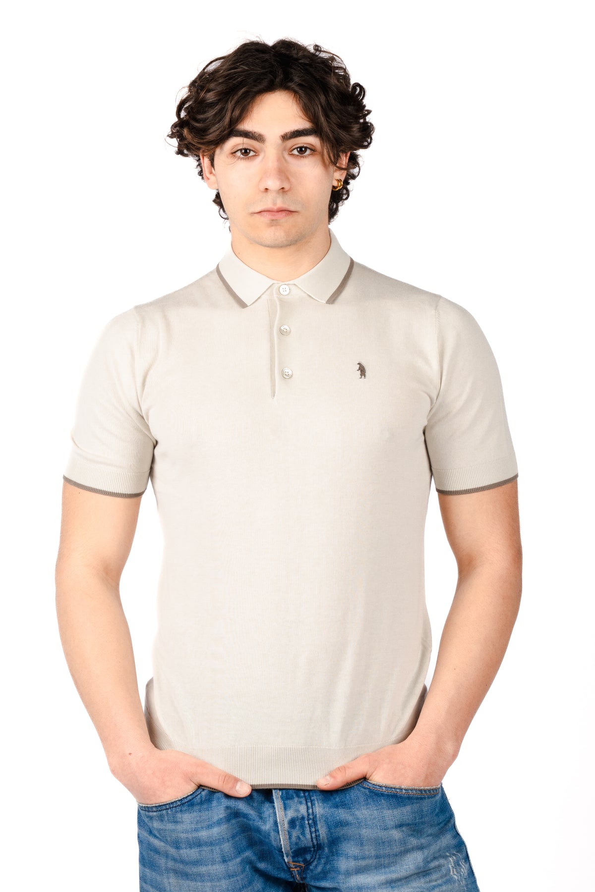 Polo con dettagli a contrasto R5012M261 CHALK REFRIGUE 