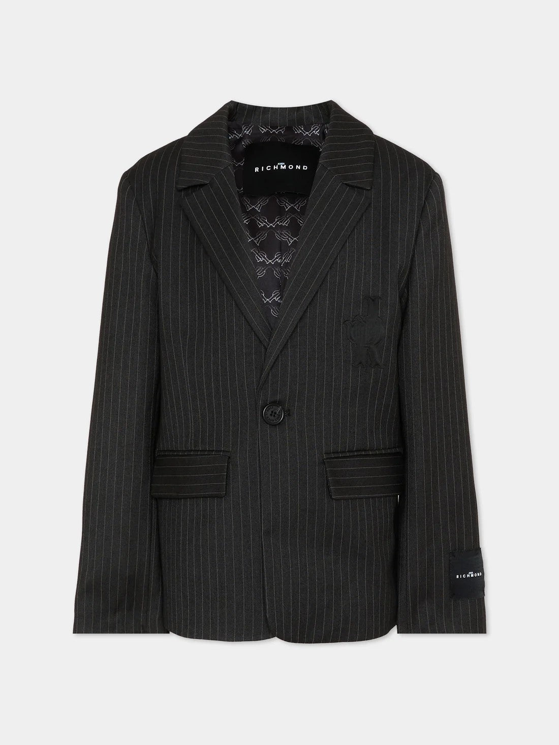 Giacca monopetto a righe RBP26075GC GREYDARK RICHMOND 