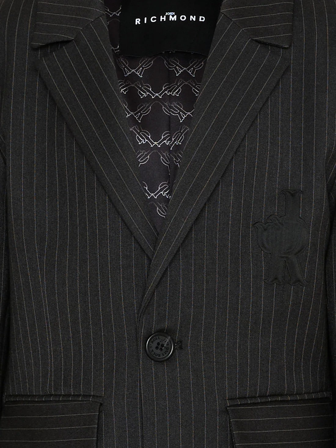 Giacca monopetto a righe RBP26075GC GREYDARK RICHMOND 
