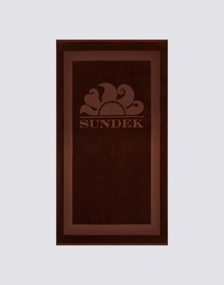 Telo in spugna Jacquard con logo e cornice AM372ATC1000 B0300 SUNDEK 