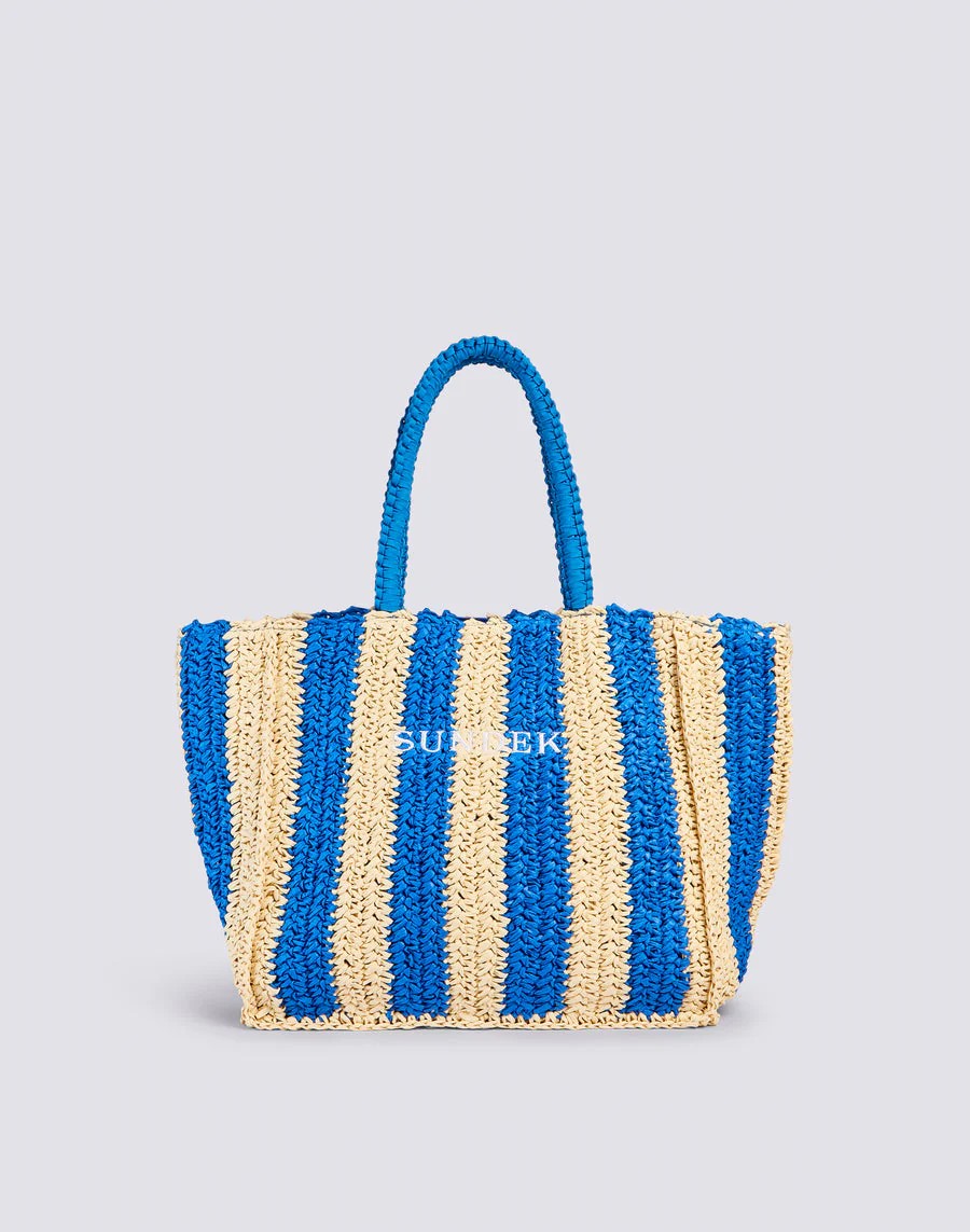 Borsa mare chou in paglia con scritta AW741ABPA100 00100 SUNDEK 