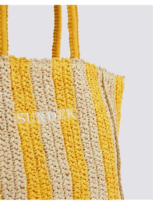 Borsa mare chou in paglia con scritta AW741ABPA100 12300 SUNDEK 
