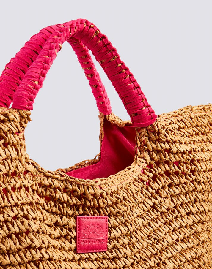 Borsa maxi in paper straw intrecciata AW825ABPA100 86700 SUNDEK 