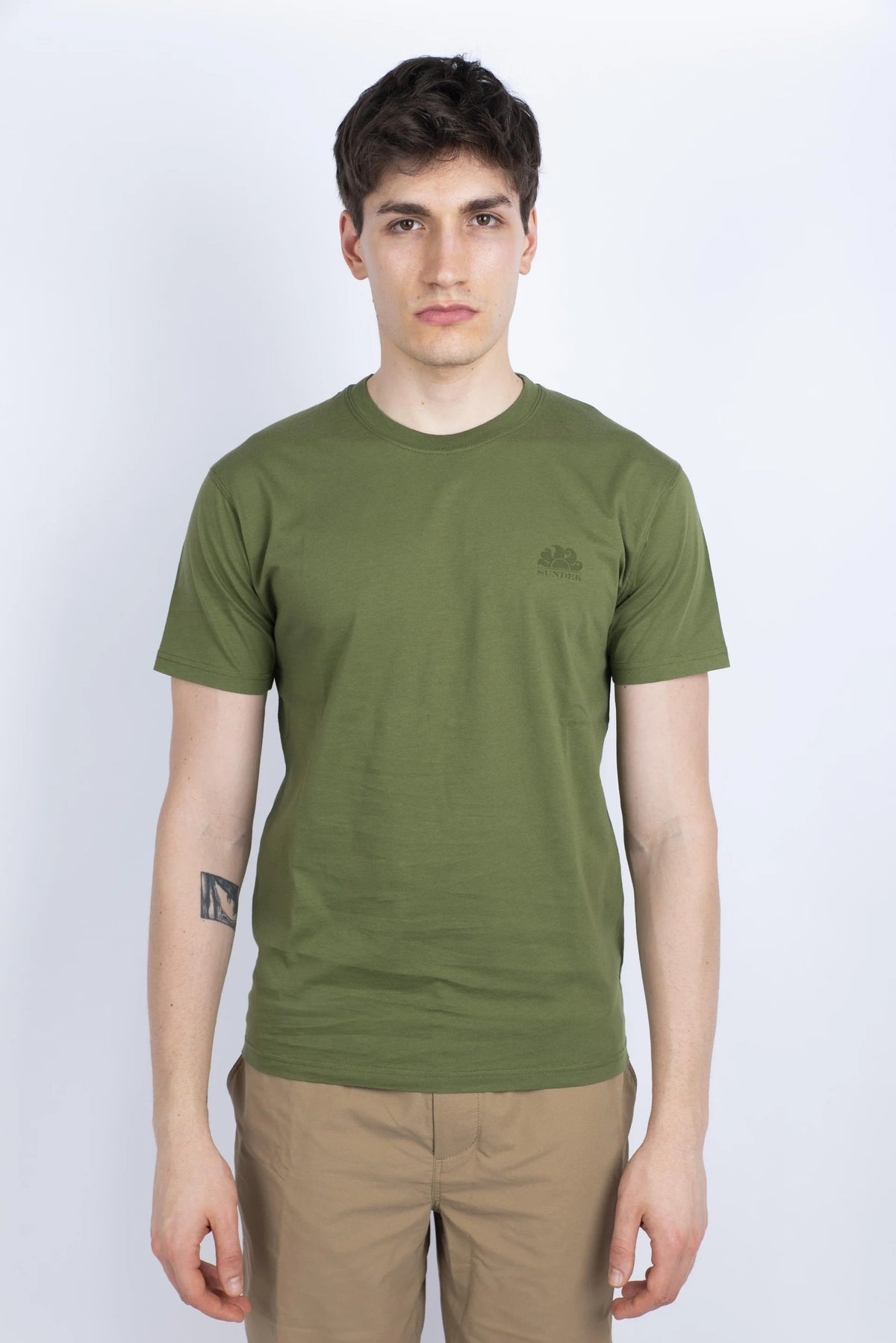 T-shirt girocollo con logo verde M129TEJ78OT A5100 SUNDEK 