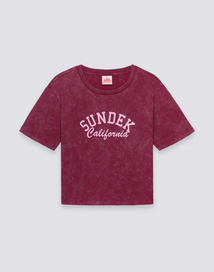 T-shirt donna cropped vintage wash W748TEJS000 A9001 SUNDEK 