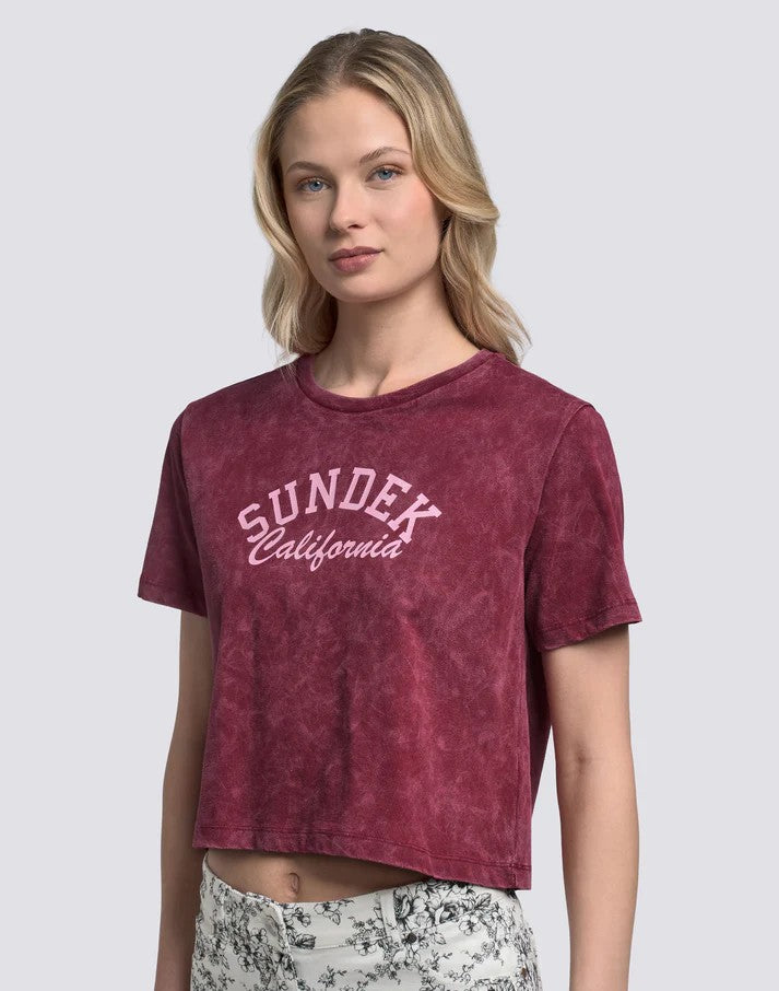 T-shirt donna cropped vintage wash W748TEJS000 A9001 SUNDEK 