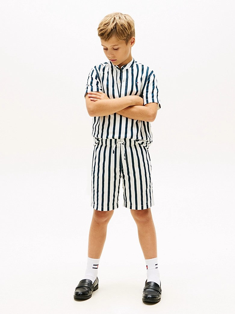 Shorts relaxed fit in misto lino a righe KB0KB10240J C1G TOMMY HILFIGER 