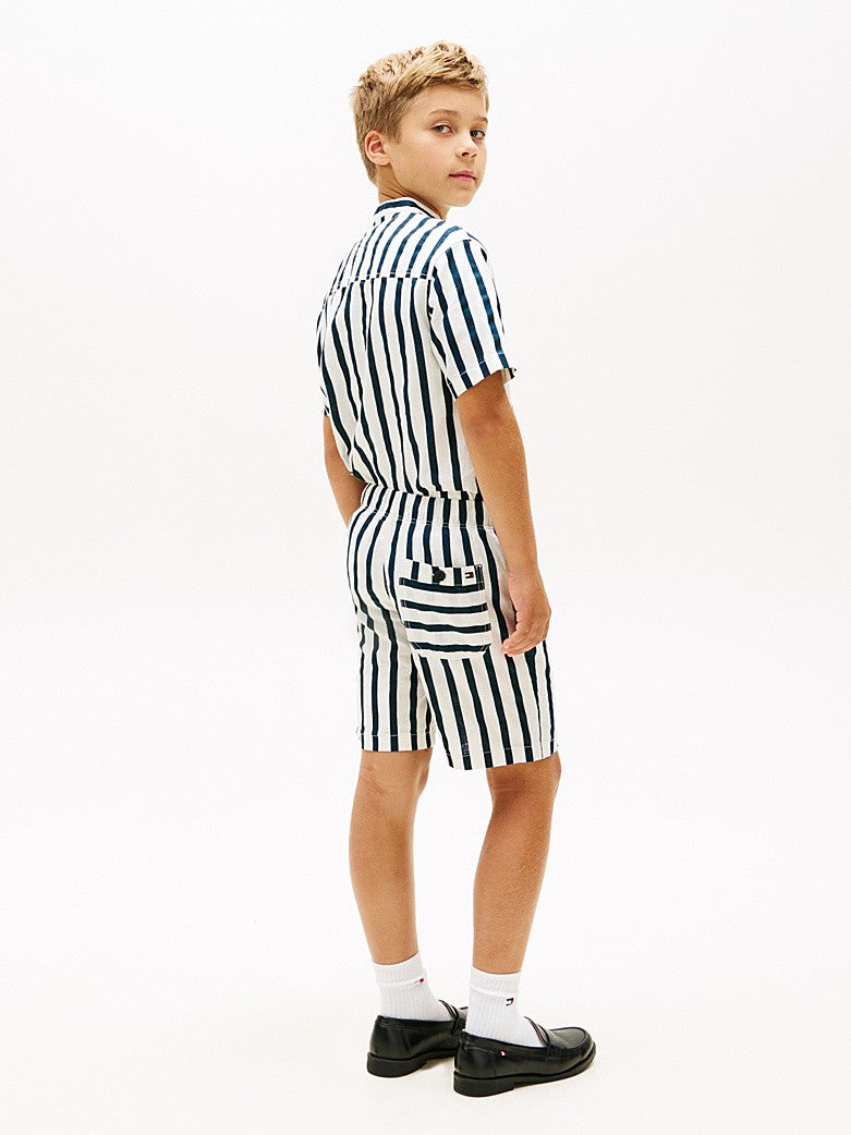 Shorts relaxed fit in misto lino a righe KB0KB10240T C1G TOMMY HILFIGER 