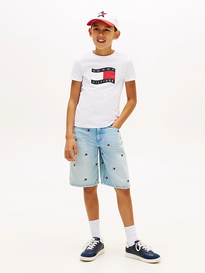 T-shirt in jersey con bandiera ondulato KB0KB10275T YBR TOMMY HILFIGER 