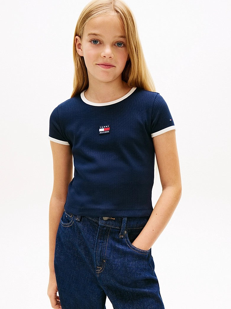 T-shirt heritage extra slim fit con bandiera KG0KG09066T C1G TOMMY HILFIGER 