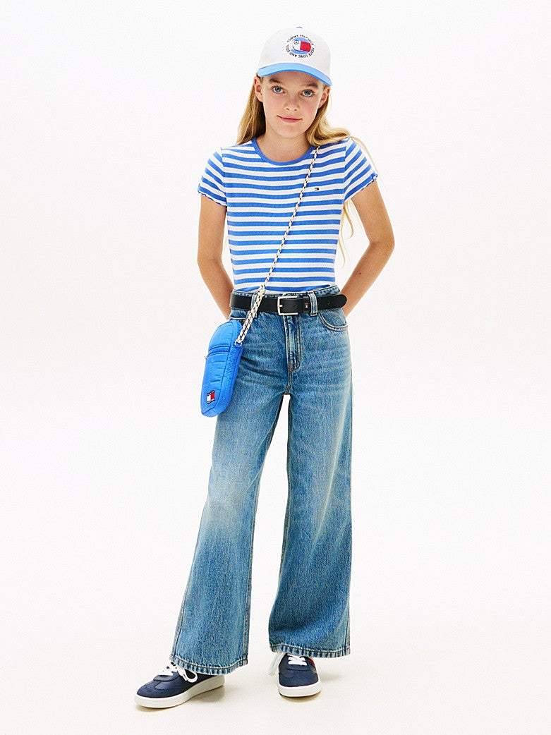 Jeans mabel larghi a vita alta con baffature KG0KG09186J 1A4 TOMMY HILFIGER 