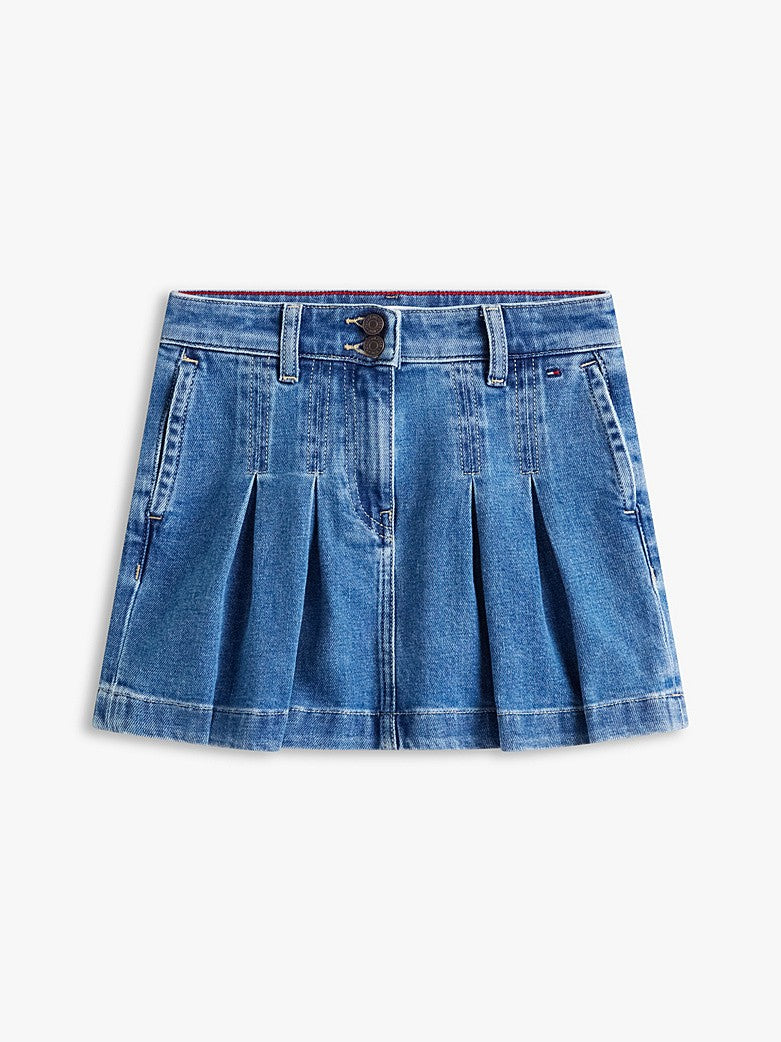 Gonna in denim con pieghe KG0KG09251J 1BK TOMMY HILFIGER 