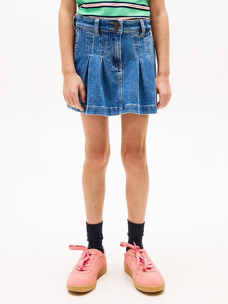 Gonna in denim con pieghe KG0KG09251T 1BK TOMMY HILFIGER 