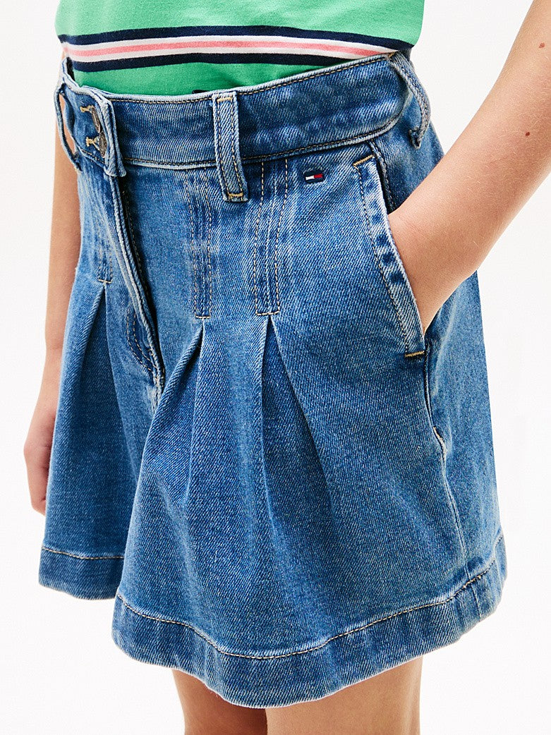 Gonna in denim con pieghe KG0KG09251T 1BK TOMMY HILFIGER 