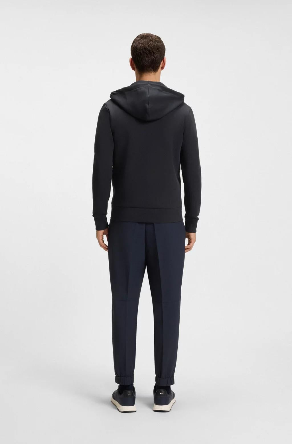 Felpa con cappuccio e zip in cotone elasticizzato con logo stampato 50506161 402 BOSS 