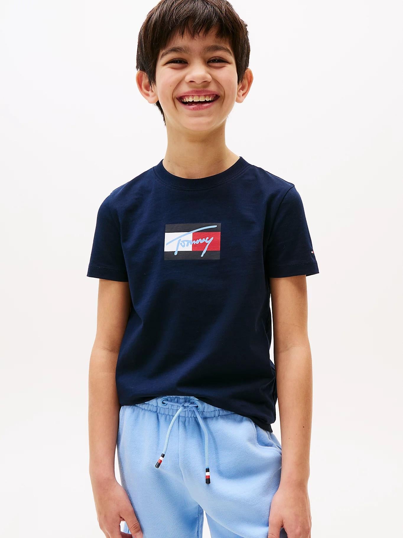 T-shirt con logo firma KB0KB09725J C1G TOMMY HILFIGER 