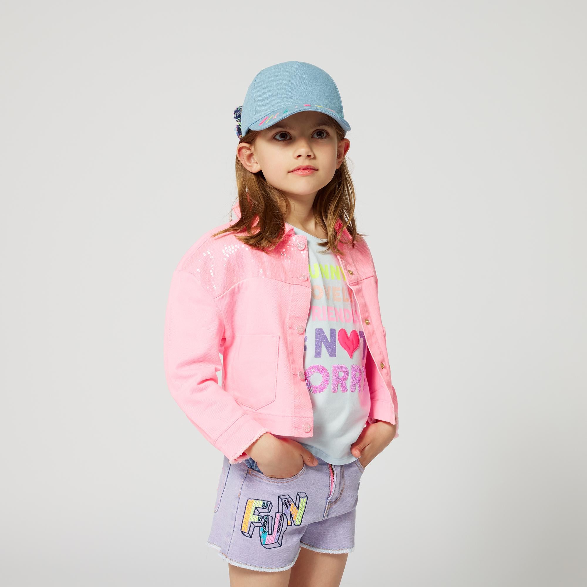 Shorts con scritta Fun in paillettes U20895 Z13 BILLIEBLUSH 