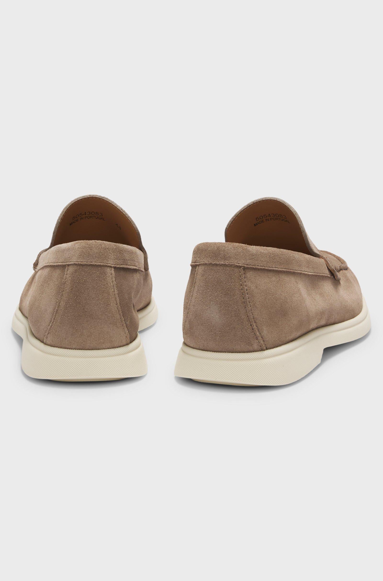 Mocassini in pelle scamosciata con logo stampato a impressione 50543083 262 BOSS SHOES 