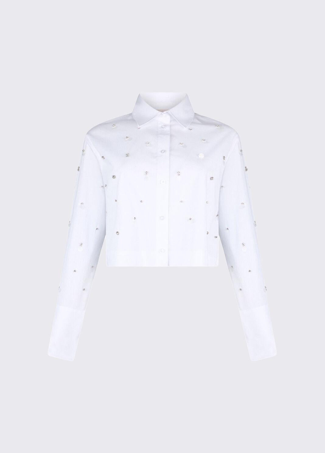 Camicia boxy con ricami gioiello WA6173T039A 11111 LIU JO WHITE1 