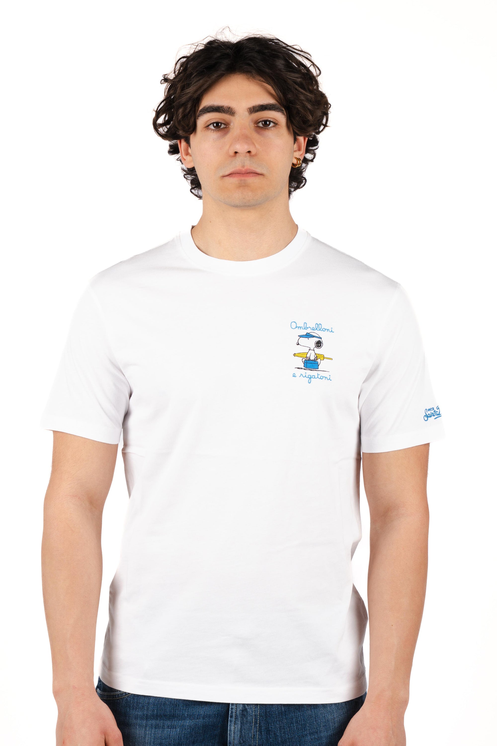 T-shirt Portofino ricamo Ombrelloni e rigatoni POT0001 00754L MC2 SAINT BARTH 