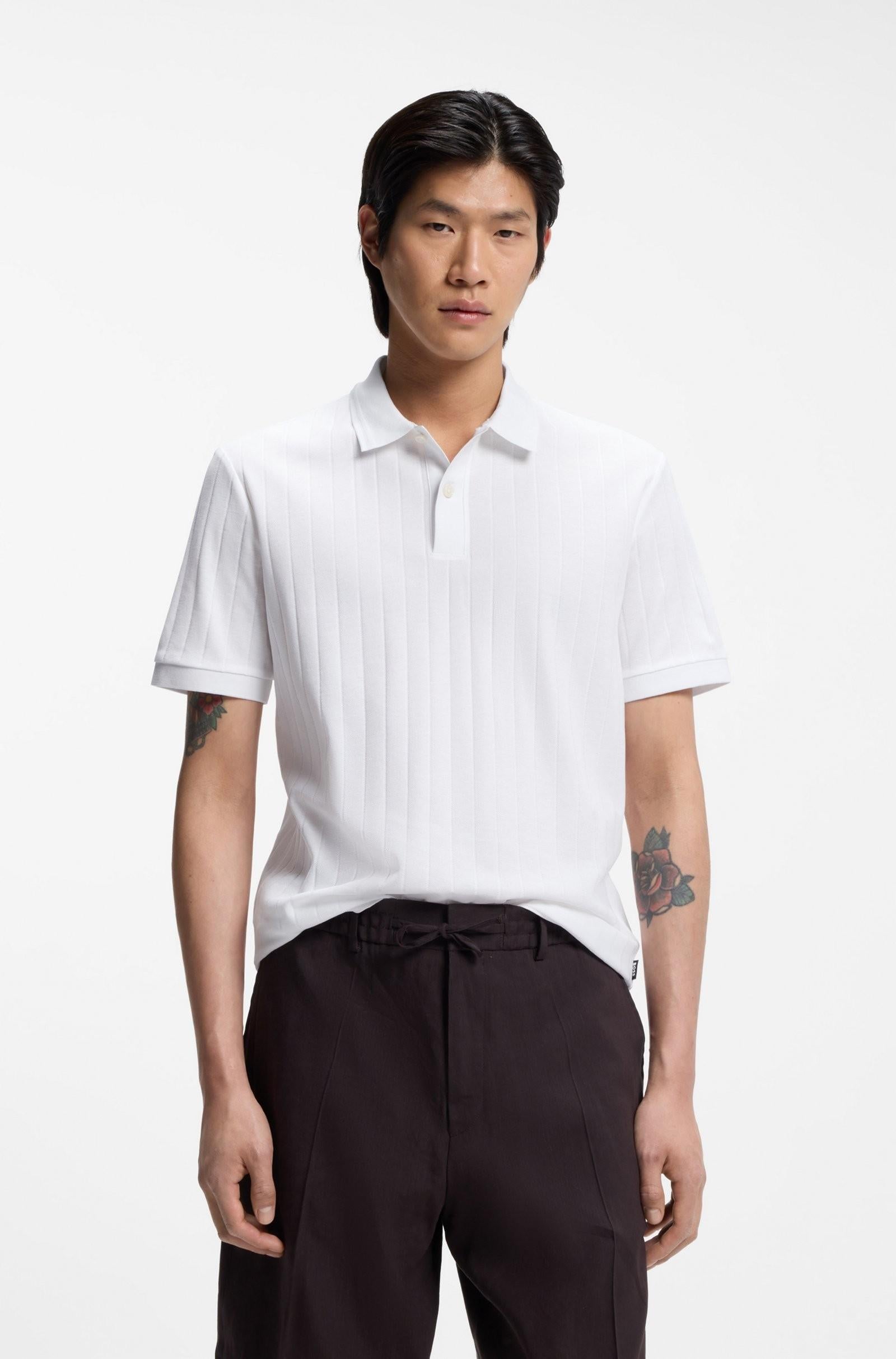 Polo a righe verticali in cotone mercerizzato 50559609 100 BOSS 