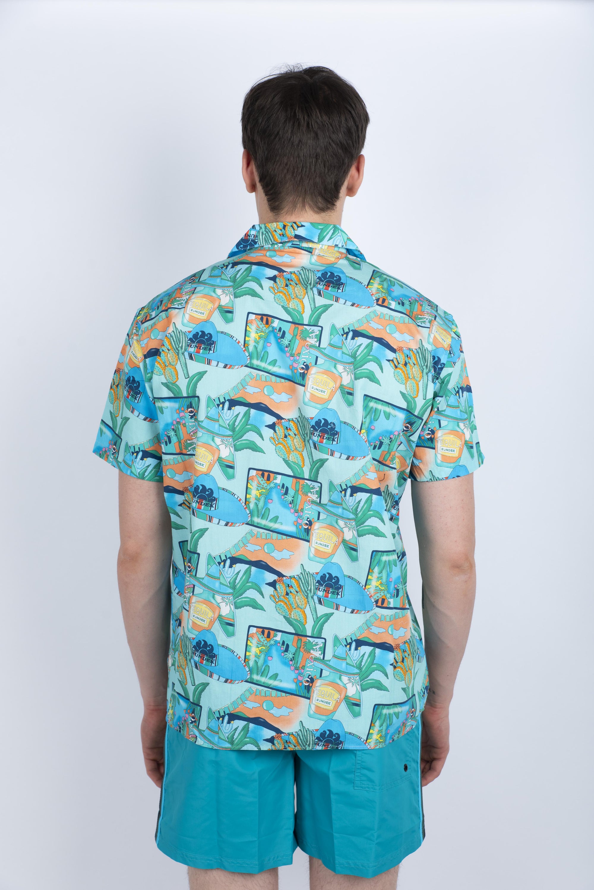 Camicia modello Bowling con stampa azzurro M817SHPI800 A63GM SUNDEK 