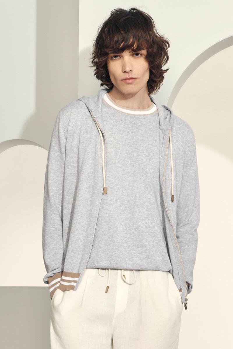 T-shirt in maglia con dettagli grigio beige bianco 57135/20671 052 GRAN SASSO 
