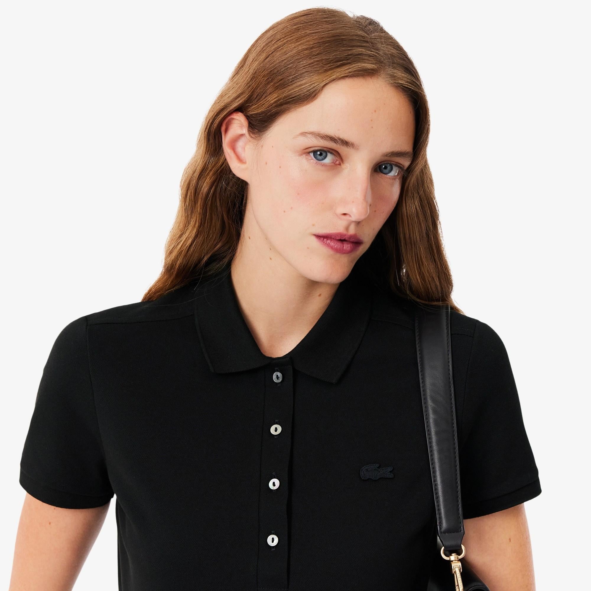 Polo da donna in piqué di cotone stretch Lacoste slim fit PF5462 001 LACOSTE 