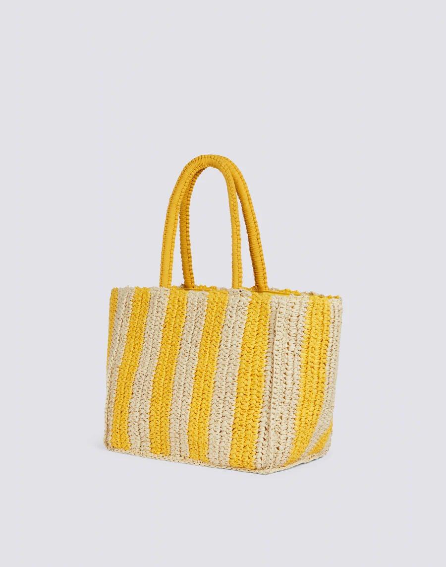 Chou borsa in paper straw con logo ricamato giallo AW741ABPA100 12300 SUNDEK 