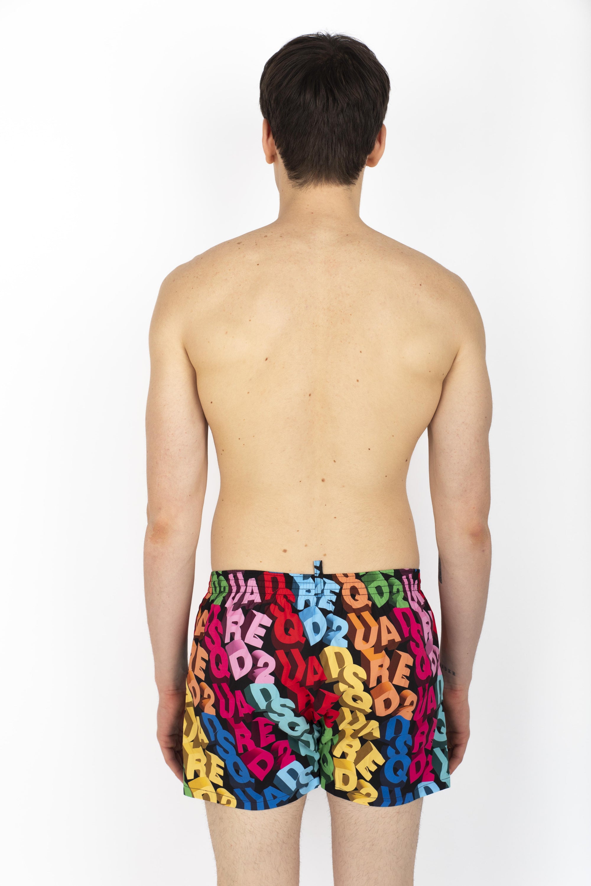 Swim boxer midi con all over logo  D7B646100 998 DSQUARED BEACHWEAR 
