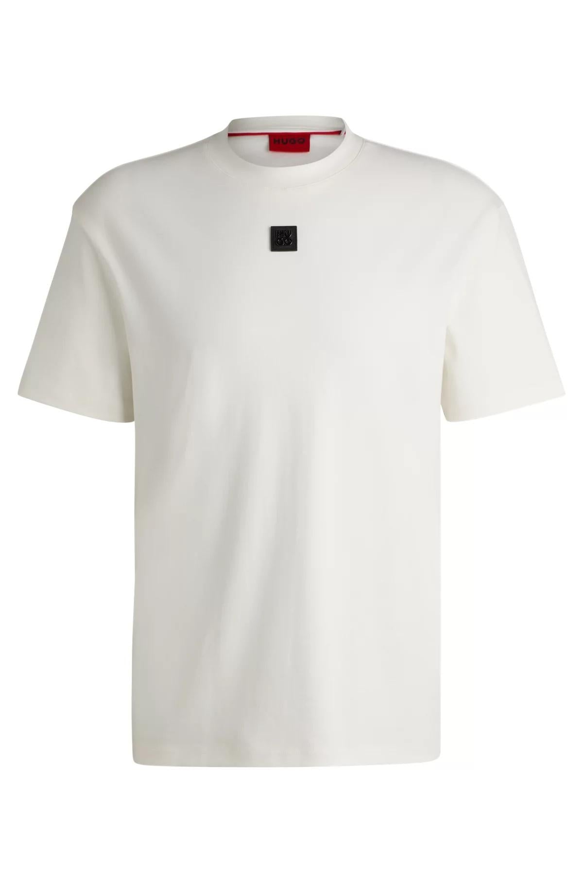 T-shirt regular fit in cotone interlock con logo sovrapposto 50505201 102 HUGO 