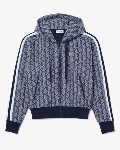 Felpa con cappuccio in jacquard con monogramma SF7606 525 LACOSTE 