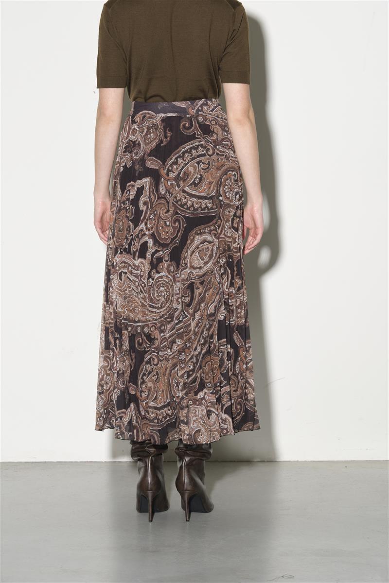 Gonna lunga in georgette stampata con plisse' RI1GX018 6006 KAOS 