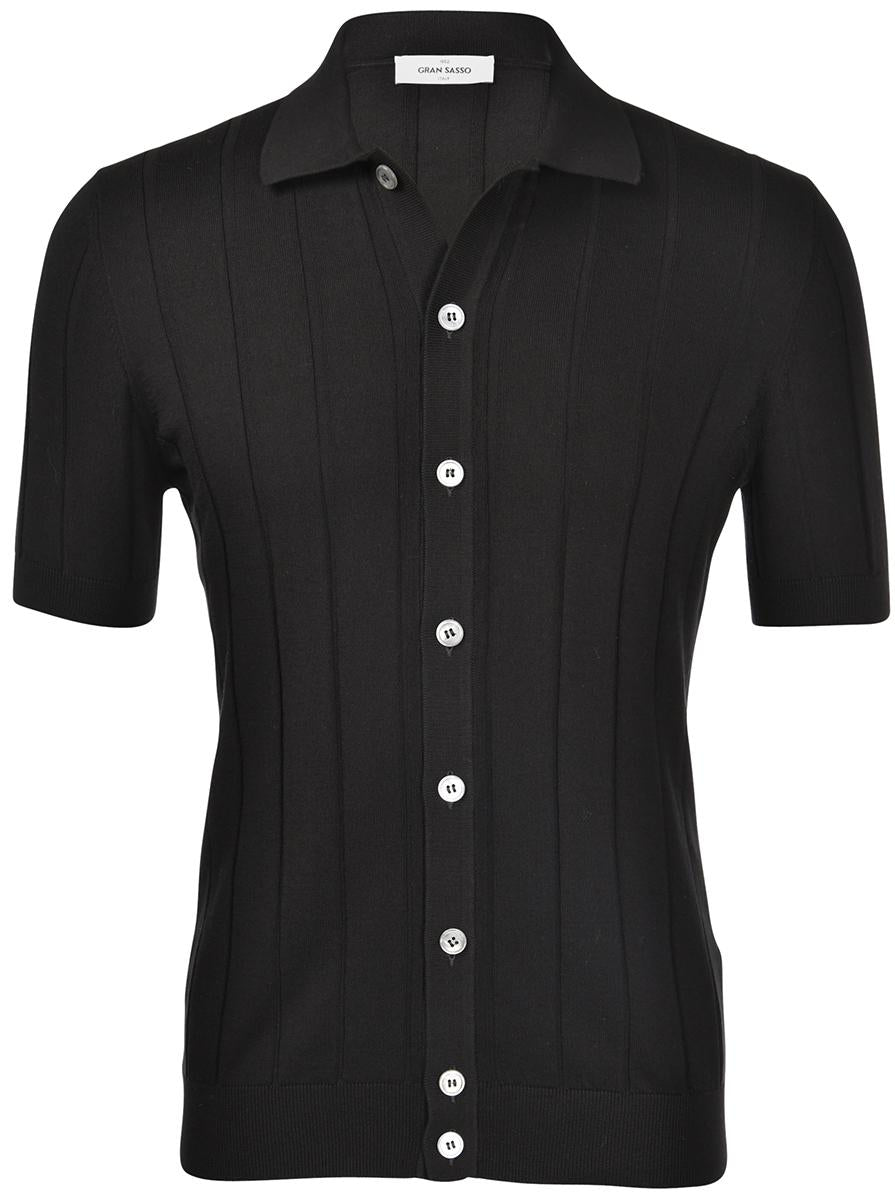 Camicia in maglia a coste nero 57143/20634 099 GRAN SASSO 