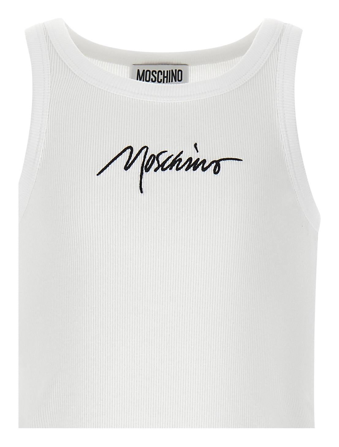 Canotta in cotone con logo ricamato HDM06MLBA39 10101A MOSCHINO KID 