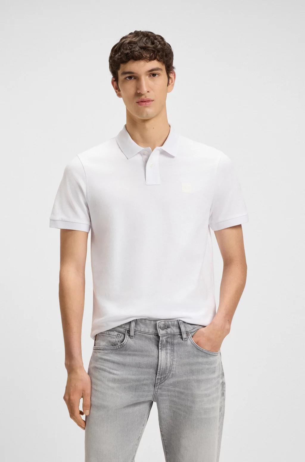Polo slim fit in cotone elasticizzato con toppa con logo 50507803 100 BOSS 