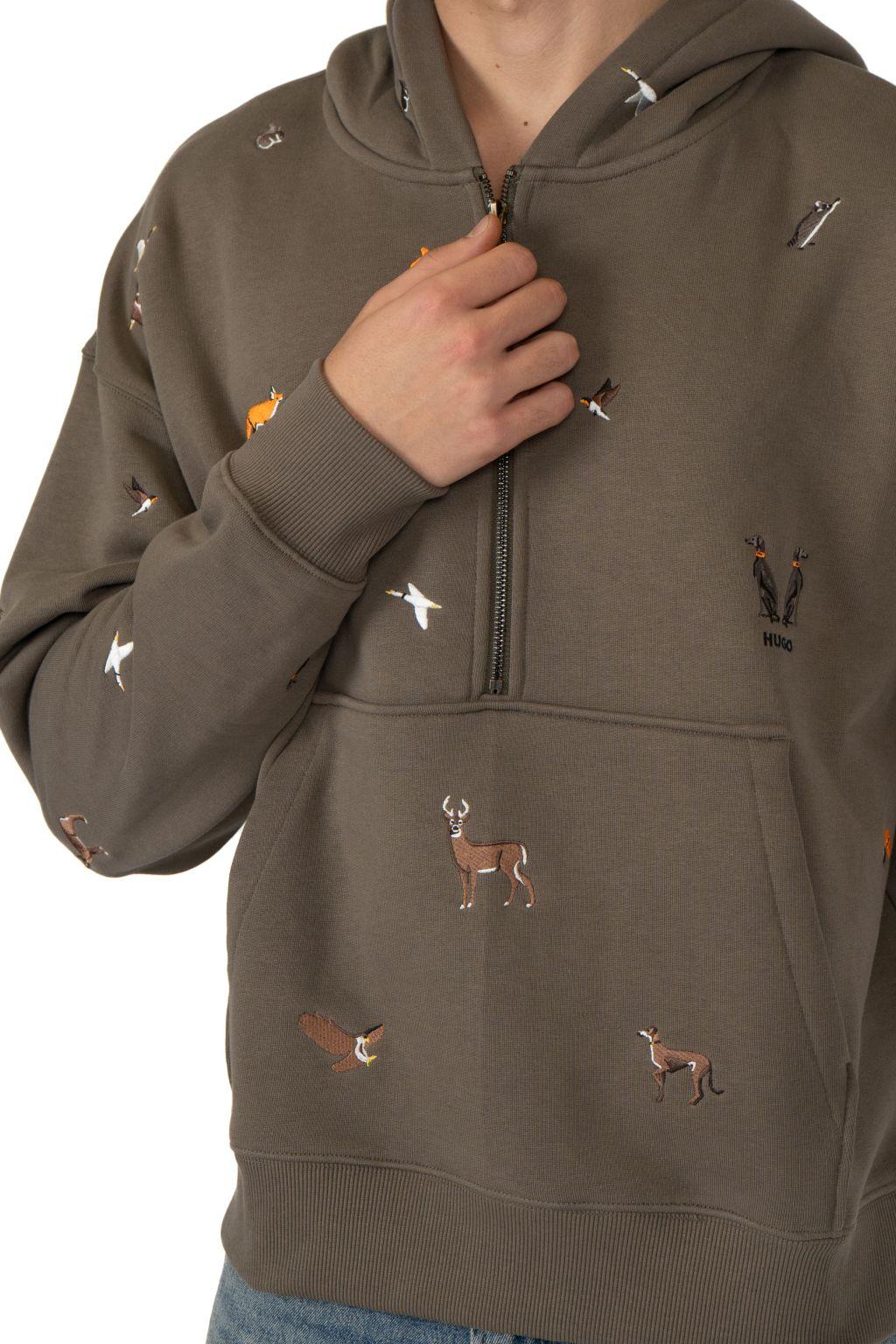 Felpa con cappuccio e ricami all over 50549136 032 HUGO 