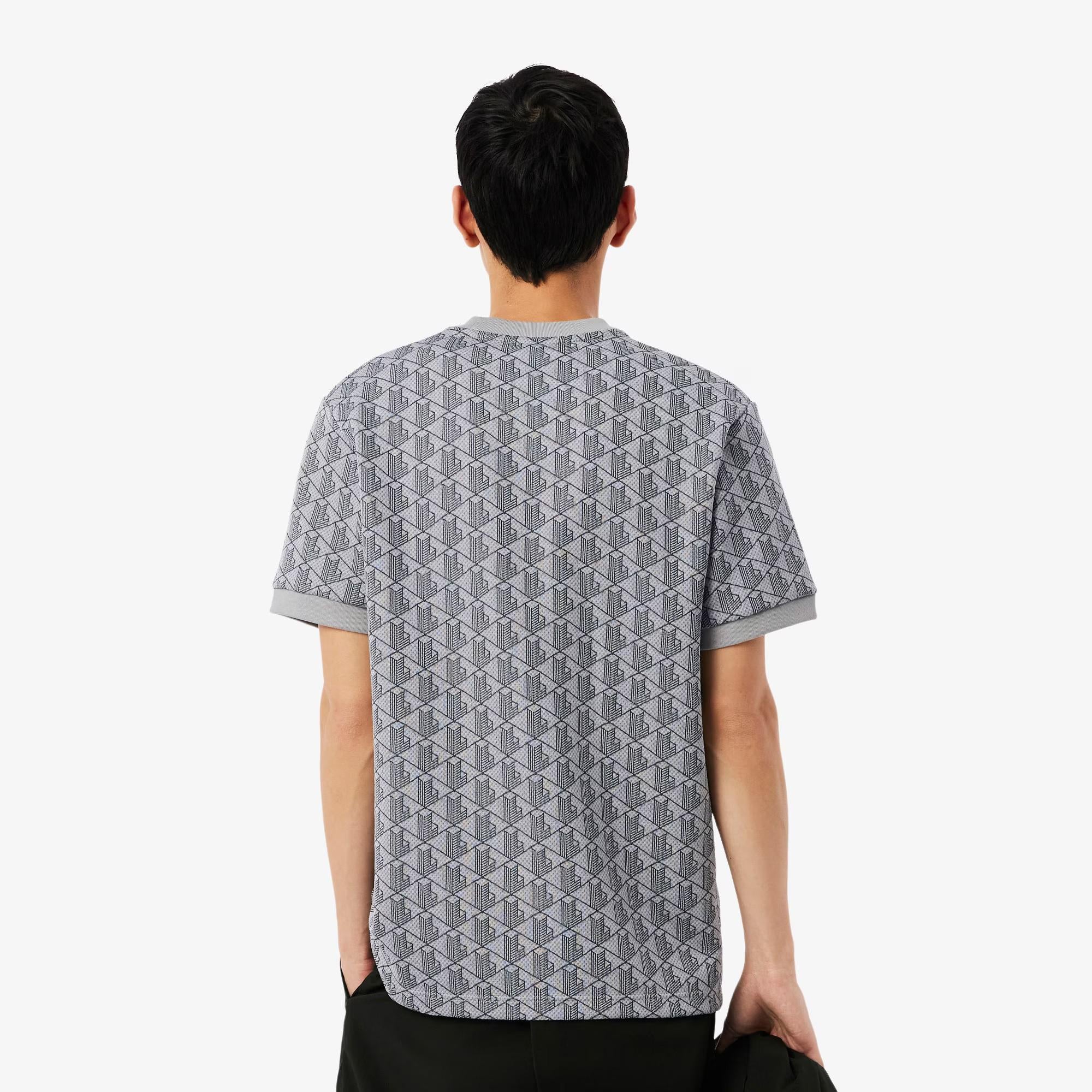 T-shirt slim fit con monogramma jacquard TH1197 41I LACOSTE 