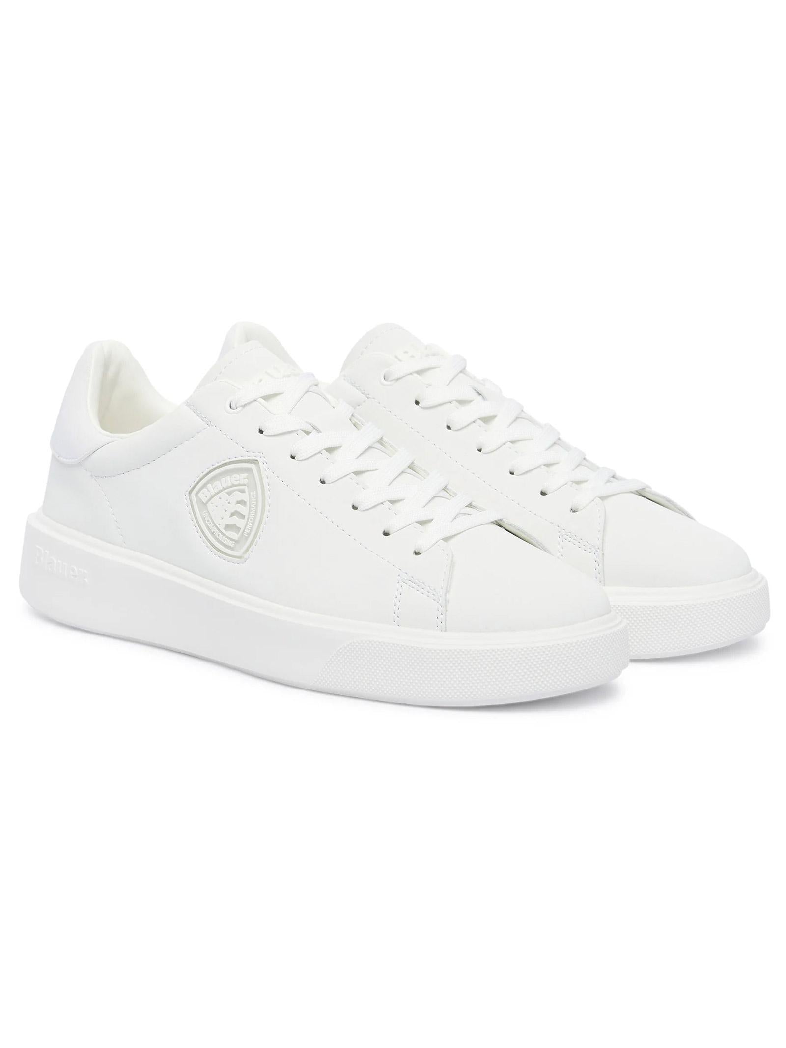 Blauer sneakers uomo bianche S6BUCK07LEA WHI BLAUER SHOES 