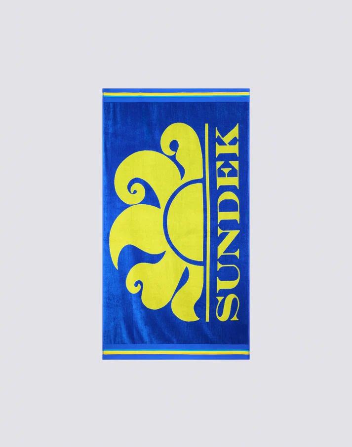 New classic telo mare jacquard con logo azzurro AM312ATC1050 A2202 SUNDEK 