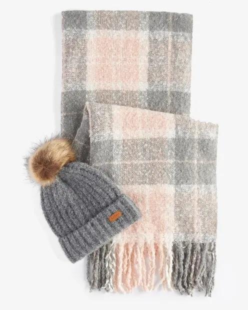 Set regalo berretto e sciarpa tartan Saltburn LGS0077 GY31 BARBOUR 