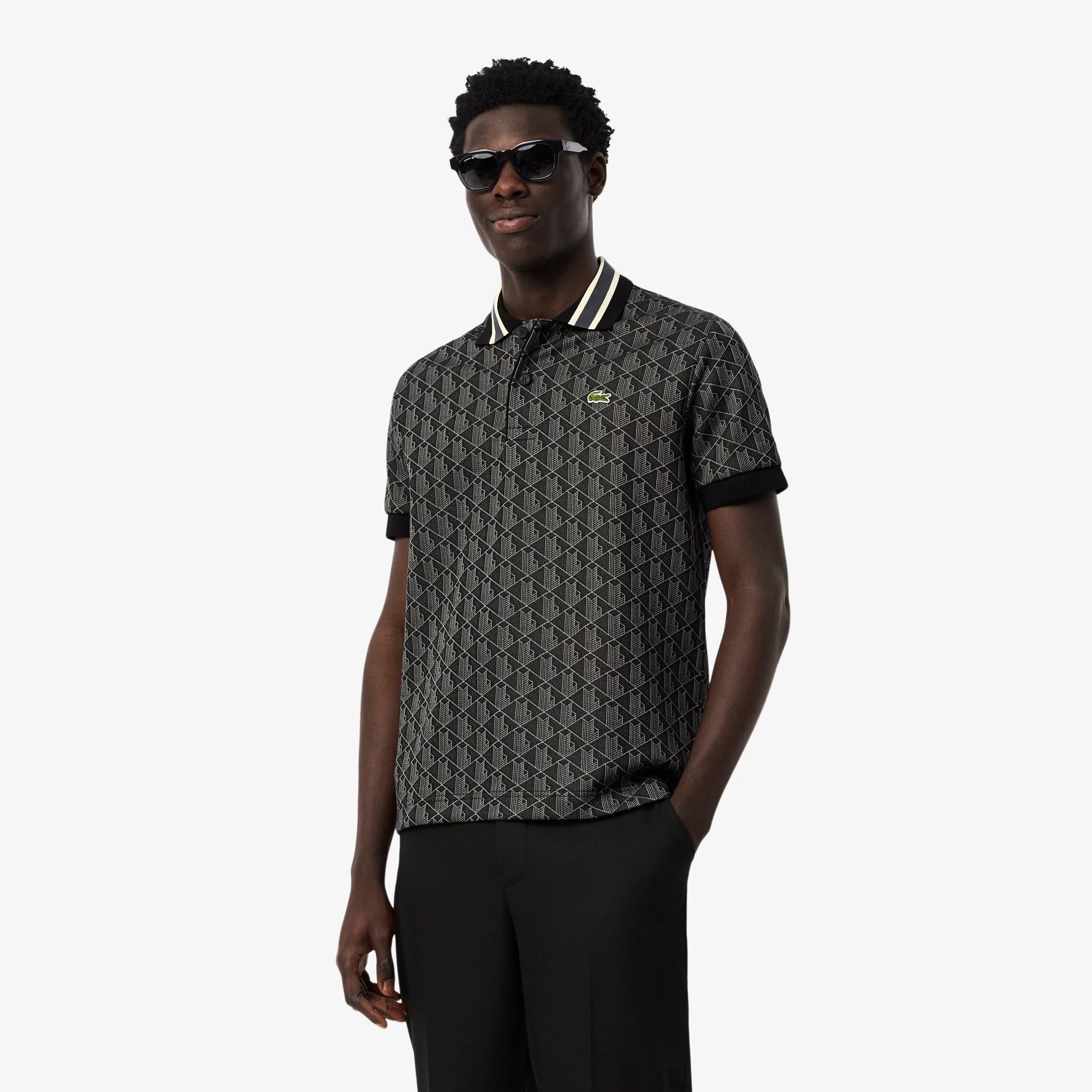 Polo in jacquard con monogramma DH1417 4PC LACOSTE 