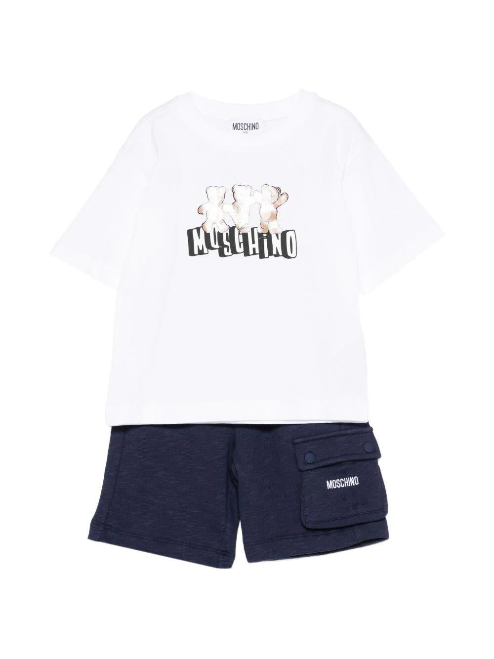 T-shirt con stampa Teddy HUG00WLCA88T 83240A MOSCHINO KID 