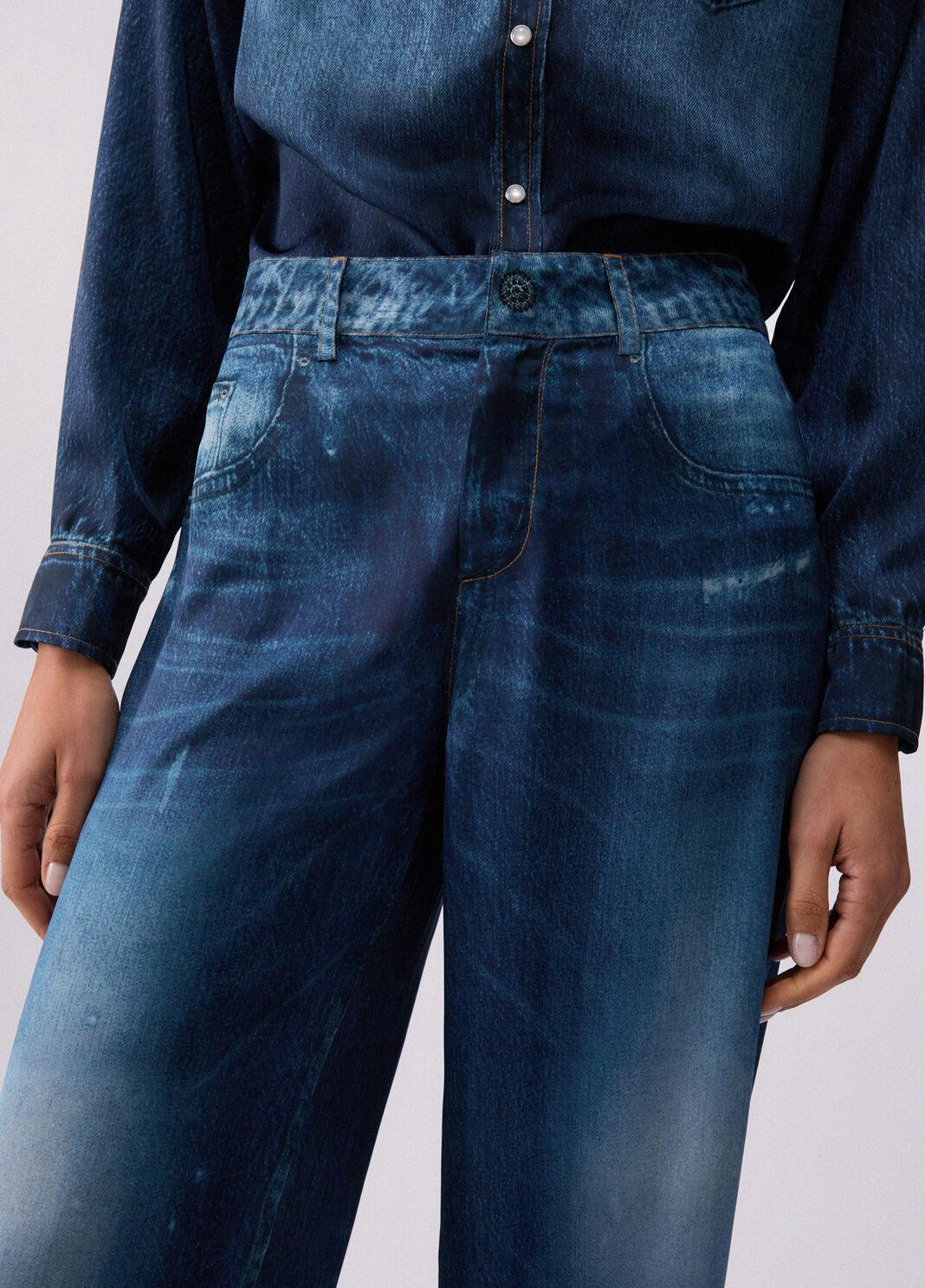Pantaloni con stampa digitale UA6236T376A 79042 LIU JO BLUE DENIM 