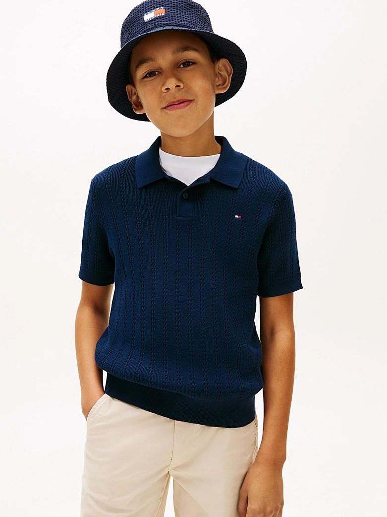 Polo in maglia traforata KB0KB10251T C1G TOMMY HILFIGER 