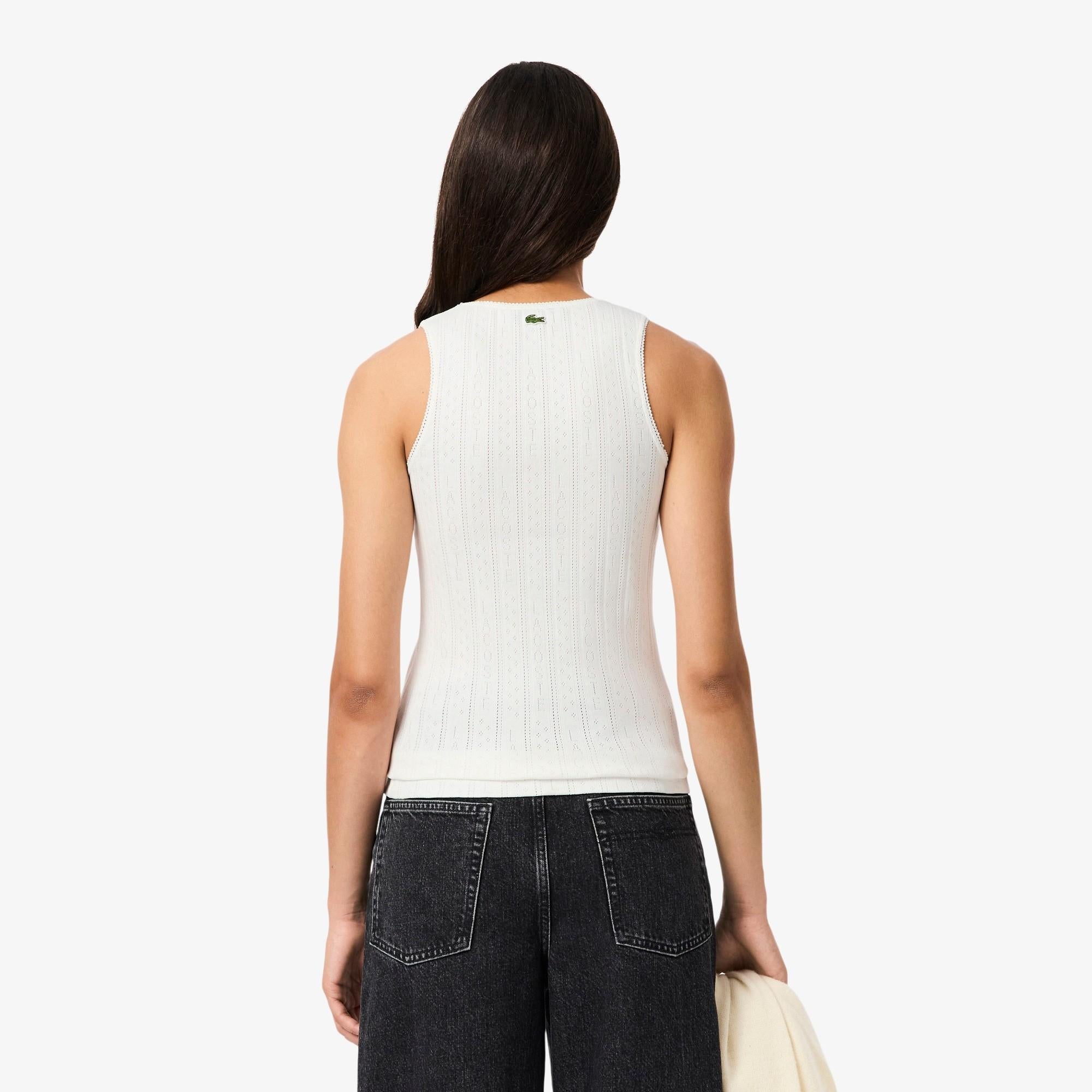 Canotta slim fit Pointelle in maglia di cotone TF5279 70V LACOSTE 