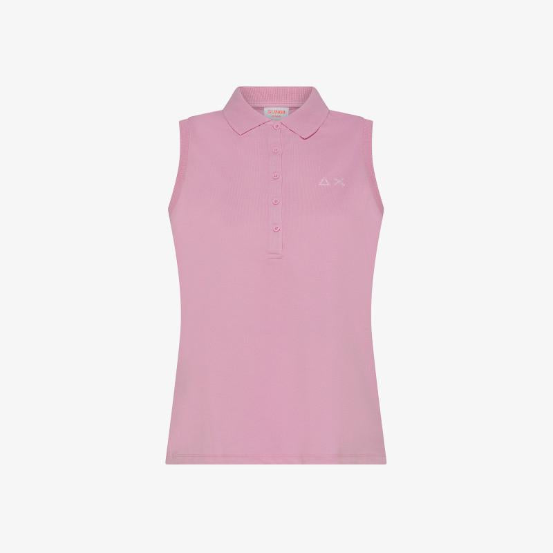 Polo in piquet con logo in strass A35203 22 SUN68 